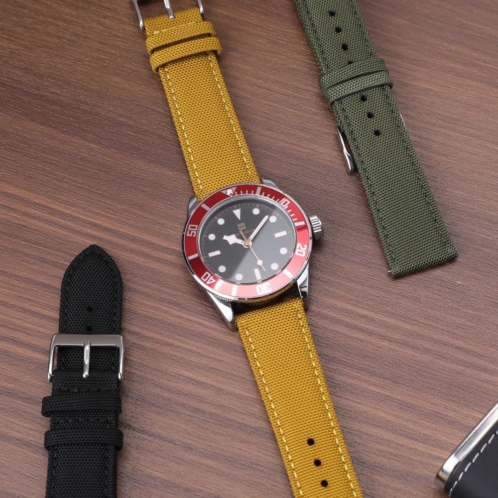 18mm 20mm 22mm 24mm Waterproof Sailcloth Watch Strap Two-Sided Nylon