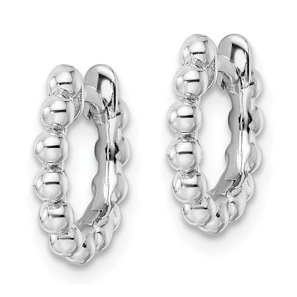 10.8mm Sterling Silver Rhodium-plated Beaded Hoop Earrings