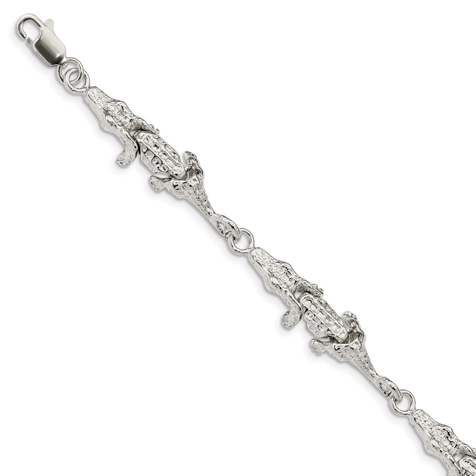 Sterling Silver Alligator Bracelet 13.2g Womens