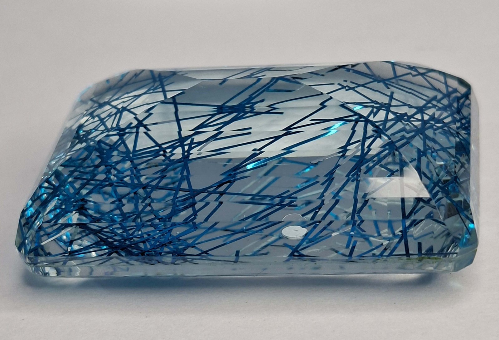 Sky Blue Rutilated Quartz Emerald Cut 175-177 Ct Natural Loose Gemstone RK883