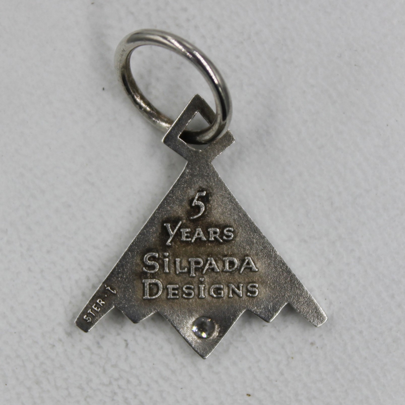 Silpada Logo 5 Years of Service 925 Sterling Silver CZ Rep Loyalty Charm Pendant