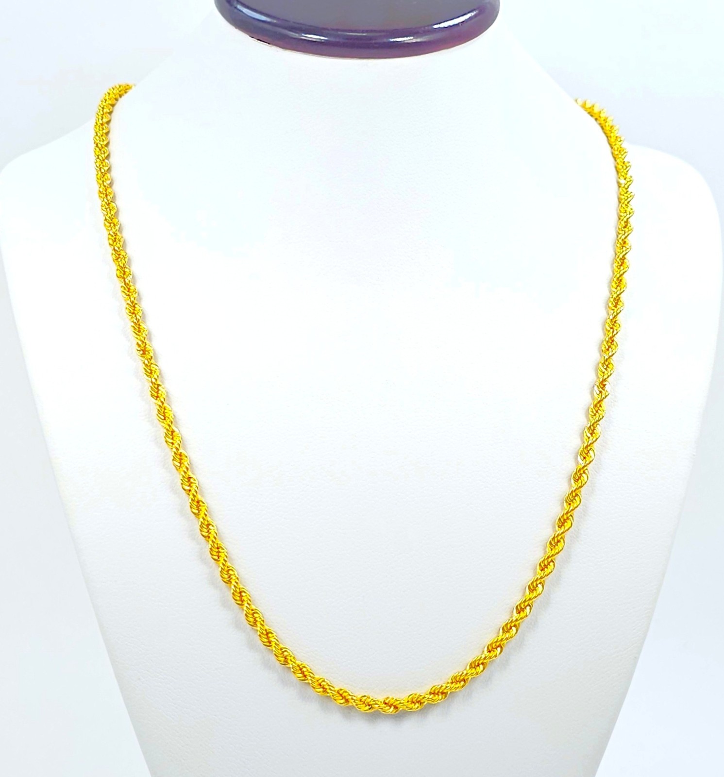 22K Gold Rope Chain Necklace 19.75 in 2.7 mm Hollow Genuine Hallmarked 916