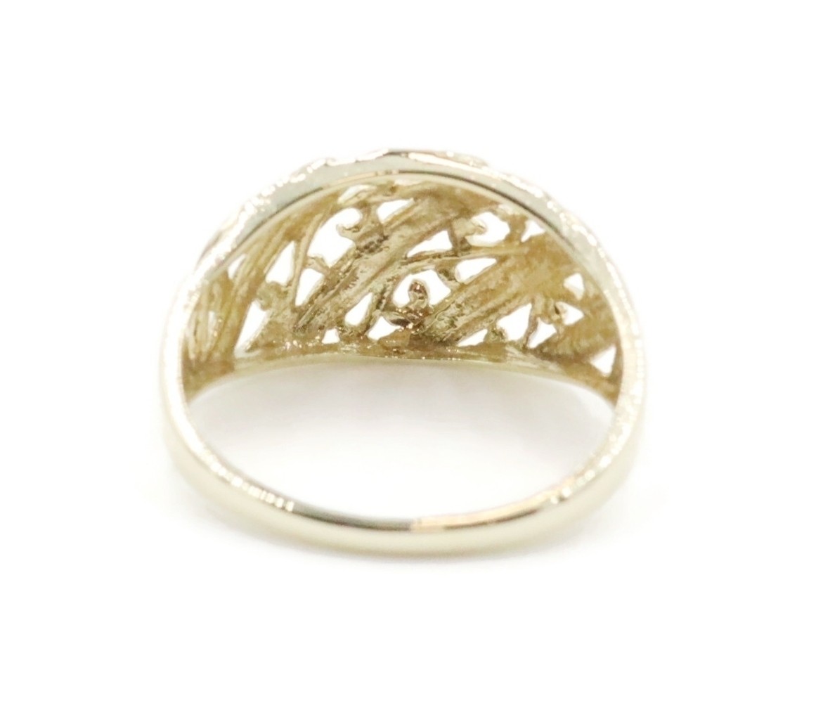 Women’s Estate 10KT Yellow Gold Filigree Cut Out 10.8mm Wide Dome Ring 2.30g