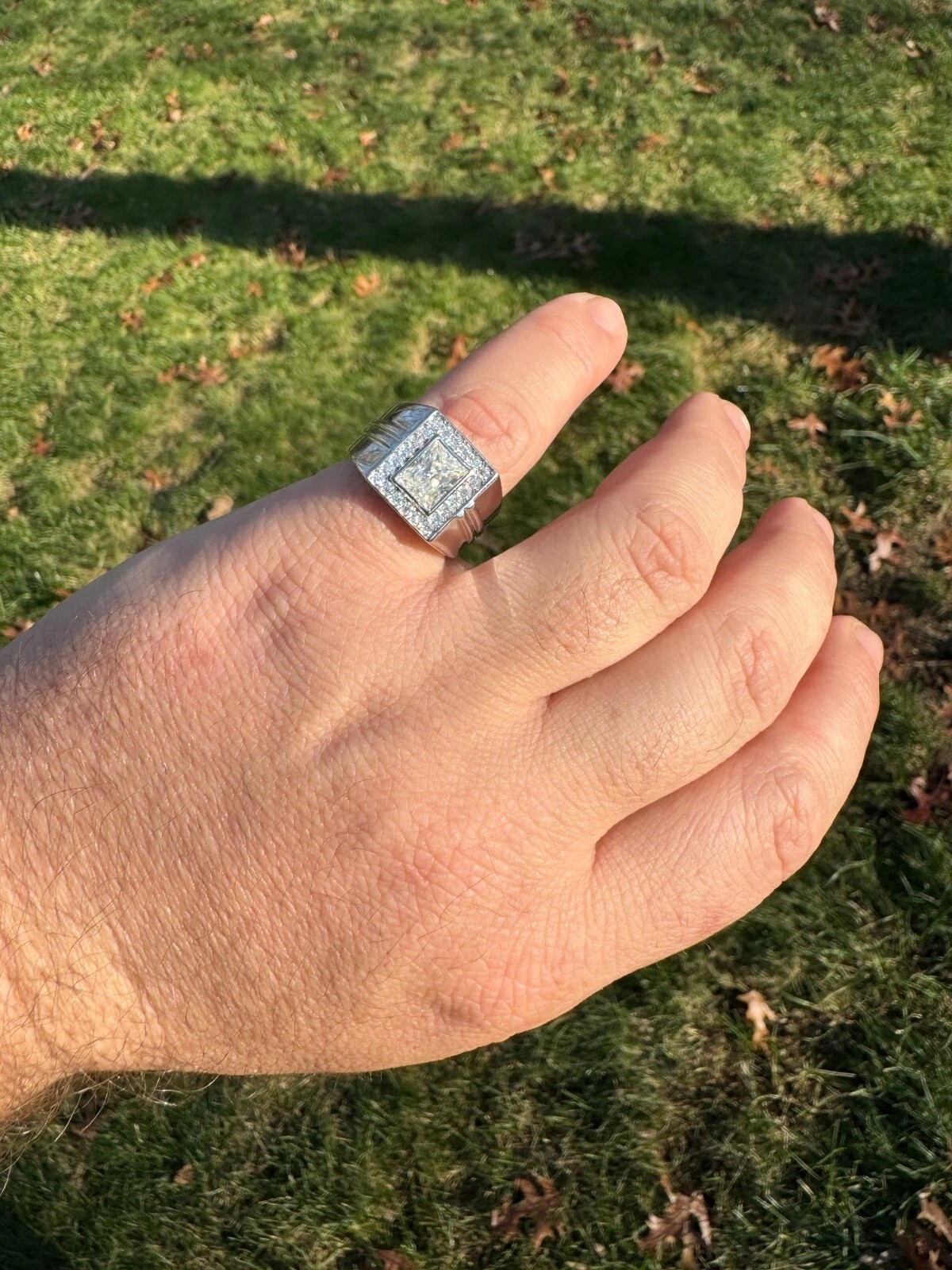 Big 2.6 ctw Baguette MOISSANITE Solitaire Mens Real Solid 925 Silver Ring Pinky