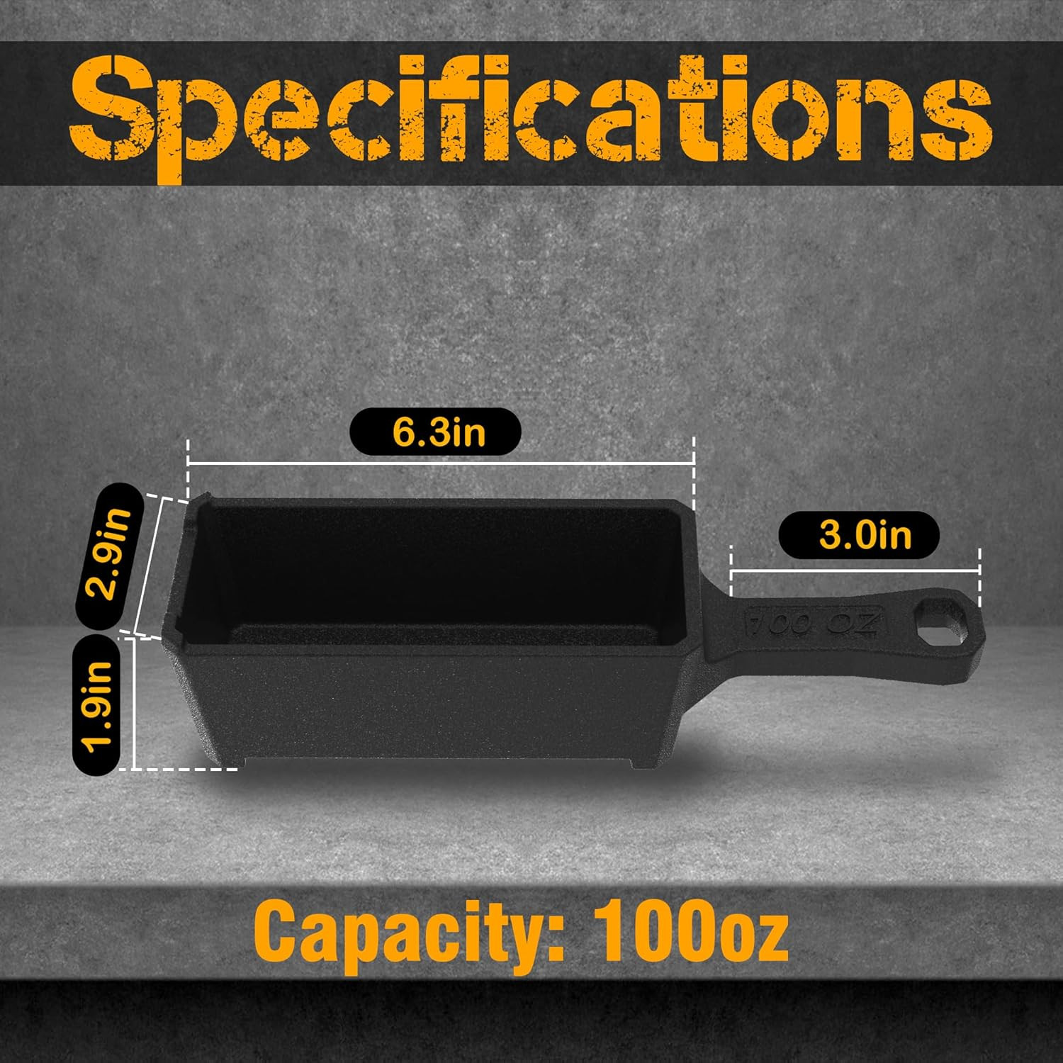100 oz Cast Iron Ingot Mold Crucible Loaf Bar For Gold Silver Copper Casting