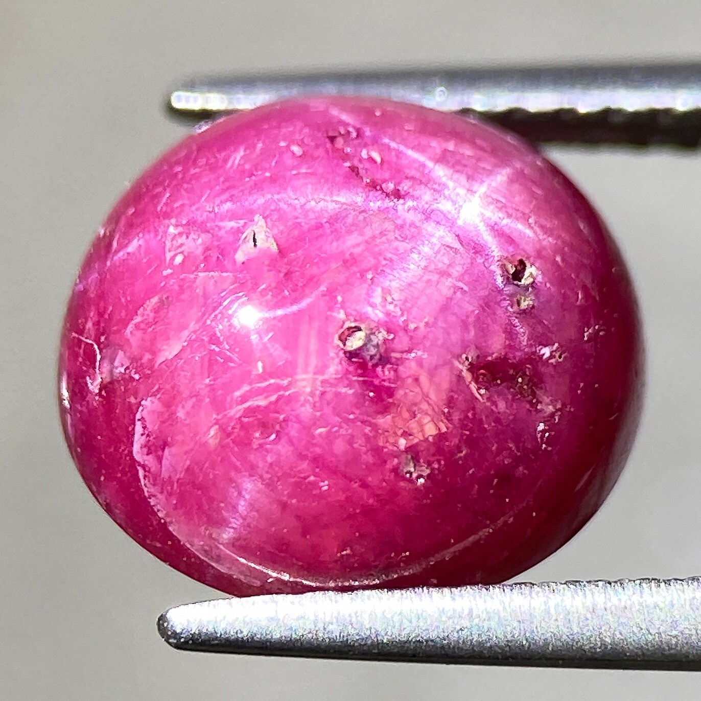 6.40ct Natural Star Ruby 6 Rays Oval Reddish Pink Cabochon Gem From Sri Lanka