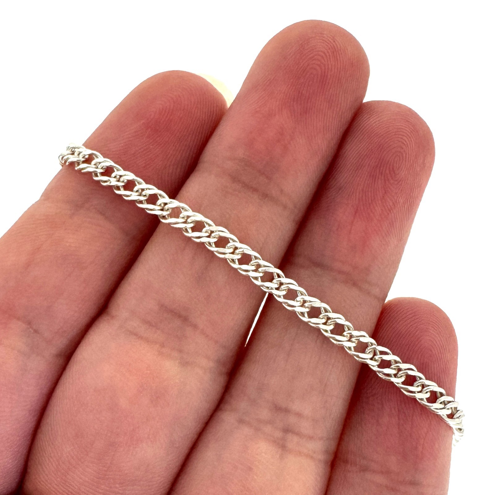 Sterling Silver Double Diamond Cut Necklace Chain (All Sizes) Made in Italy
