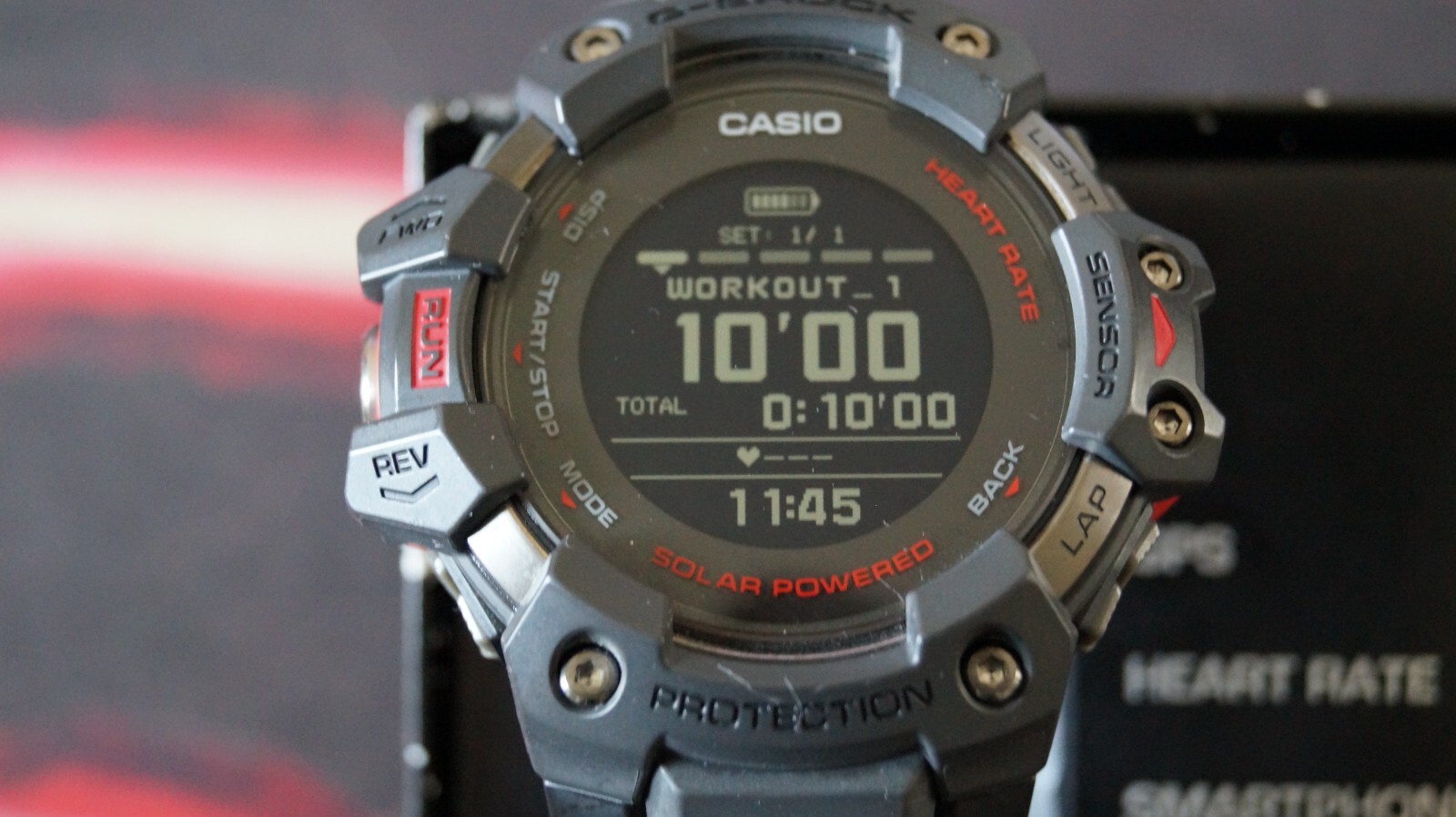 Casio G-Shock GBD-H1000-8 Quartz Watch 3475 54mm Grey Red case G-Squad solar