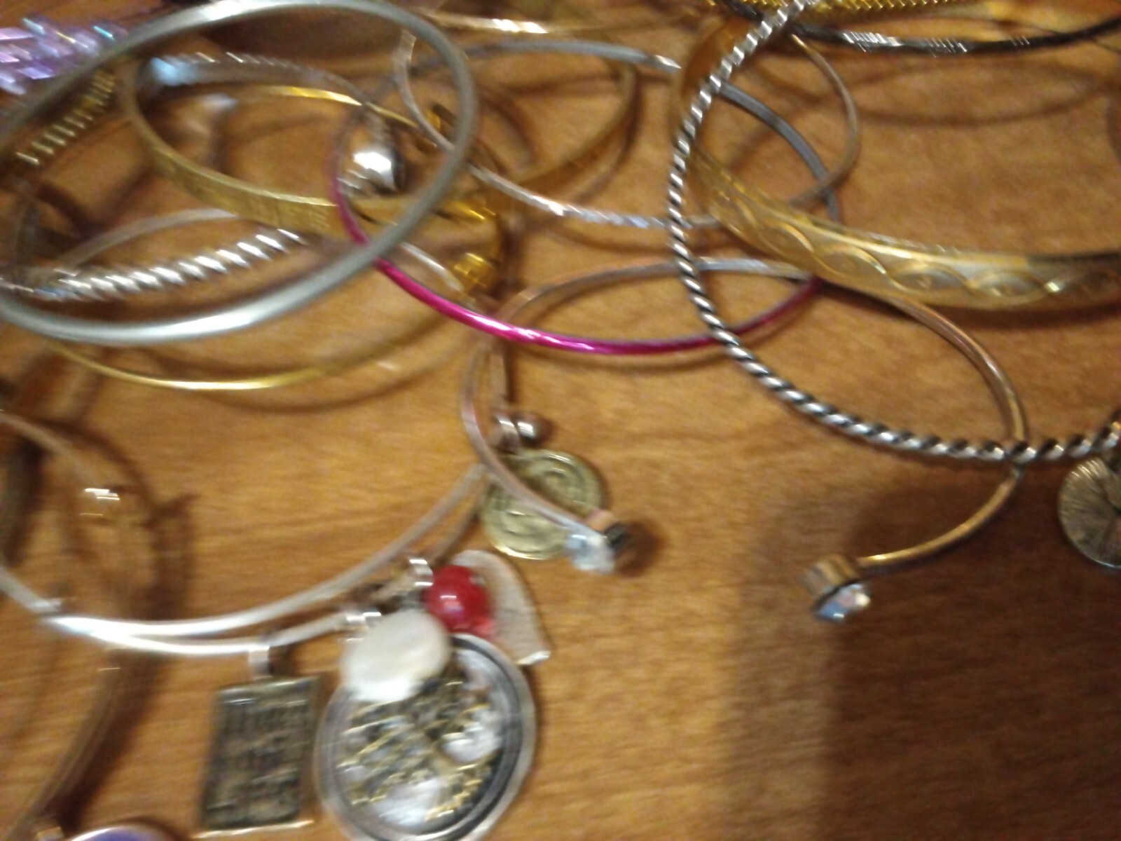 LOT BANGLE BRACELET 41 Gold Silver tone Mix Diff Age Orig Charm Color Style Type
