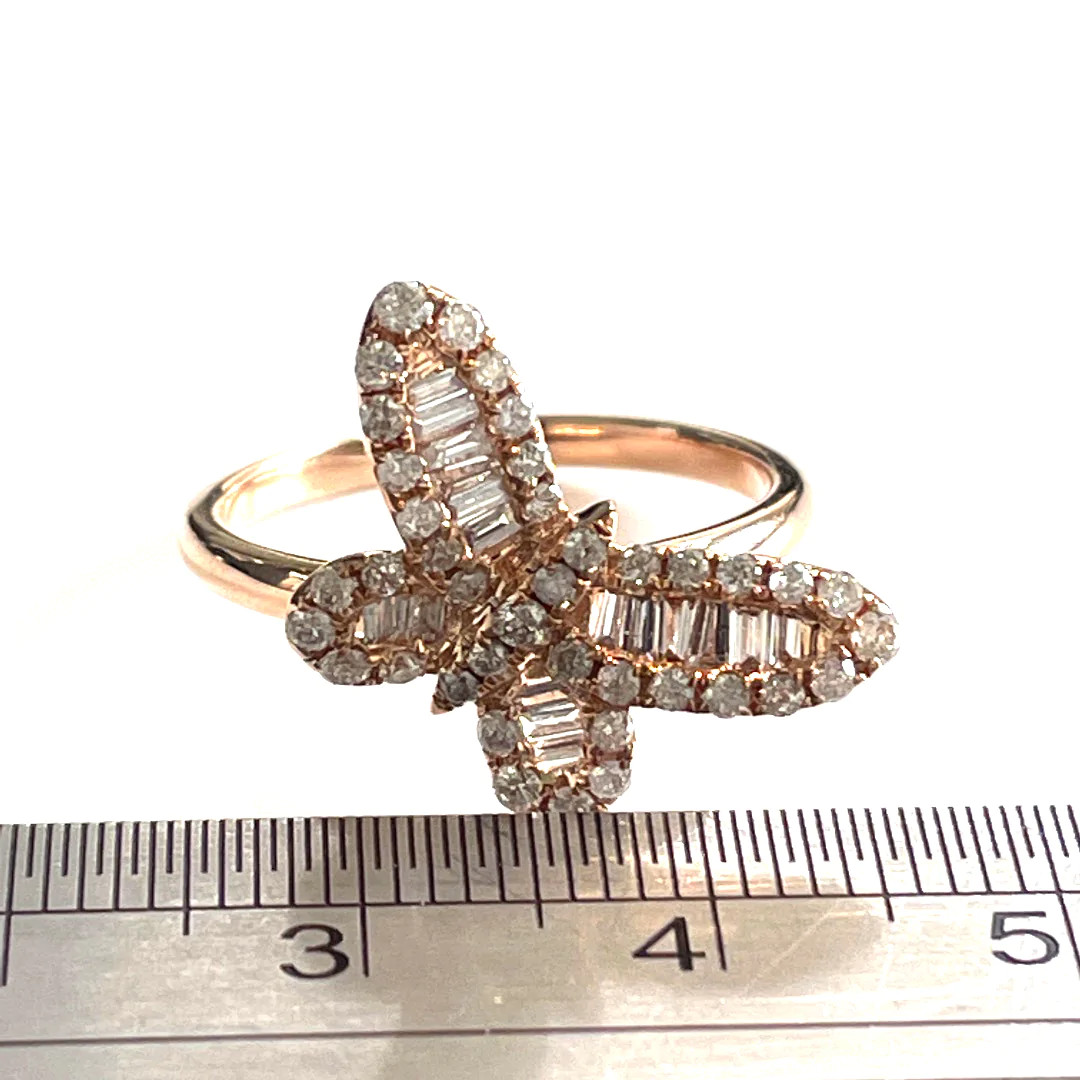 Gorgeous 14K Gold Butterfly Ring with 1.00 TCW Diamonds
