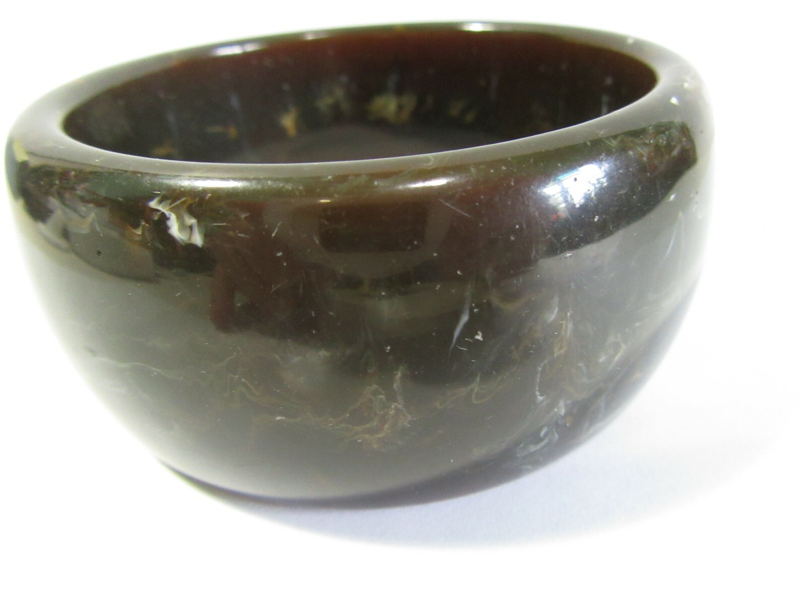 DARK BROWN BLACK WITH WHITE MARBLING RESIN PLASTIC WIDE CHUNKY BANGLE BRACELET