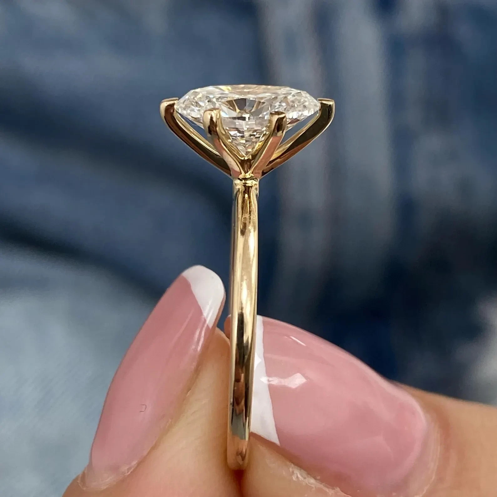 1.50 Ctw Oval Cut Real Moissanite Solitaire Proposal Ring 14K Yellow Gold Plated