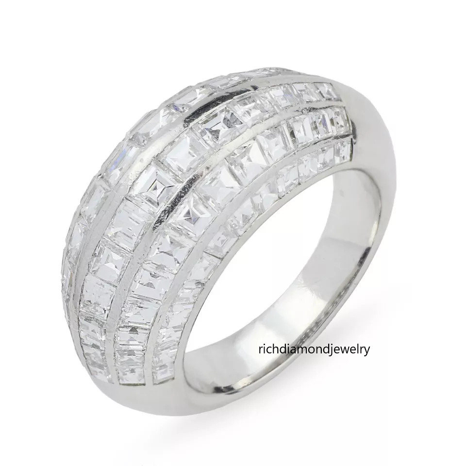 Geometric Four Row Of Square-Cut 5.42CT Simulated Sapphire Gorgeous Fashion Band