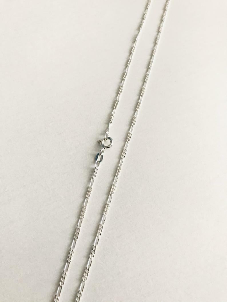 925 Sterling Silver 2mm Figaro Link Chain Necklace/ Cadena de Plata Pura – F050