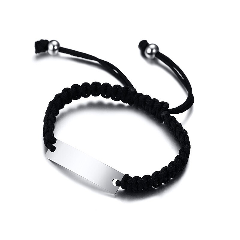 Personalized Medical Alert ID Men’s Bracelet Braided Rope Daily Wear Classic
