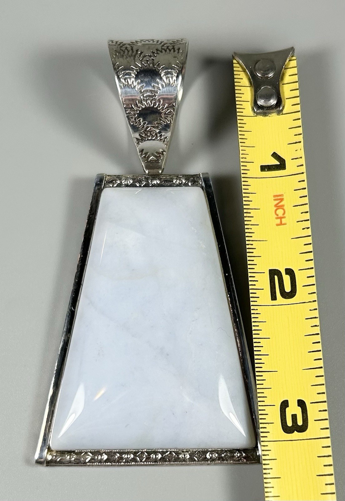 Jay King Mine Finds DTR 925 Sterling Silver Chalcedony Stamped Pendant 42 Grams