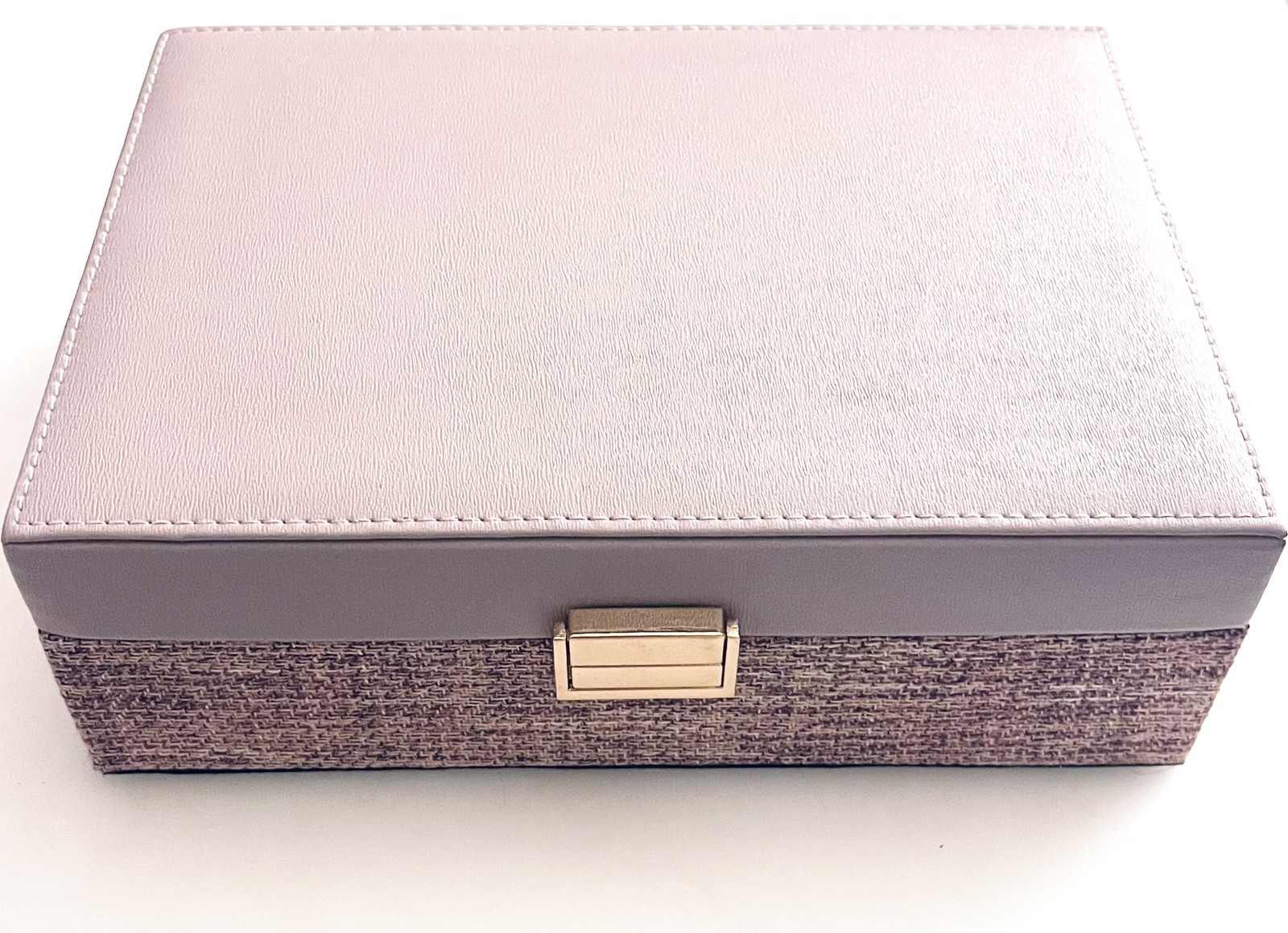 Jewelry Box – 1950’s Style Lavender Faux Leather & Fabric Keepsake 10”x7.5”