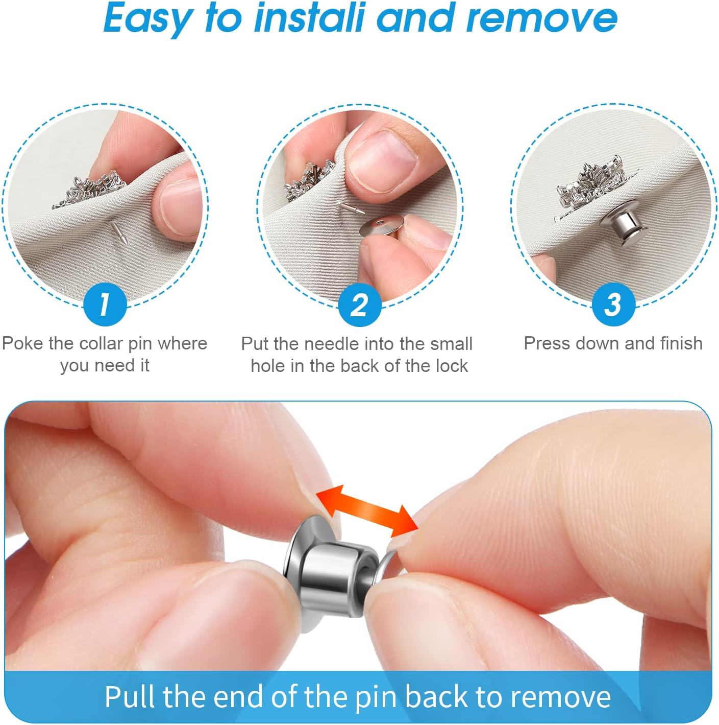 40PCS Locking Pin Back Locking Pin Keeper Clasp, Metal Pin Backing for Brooch En