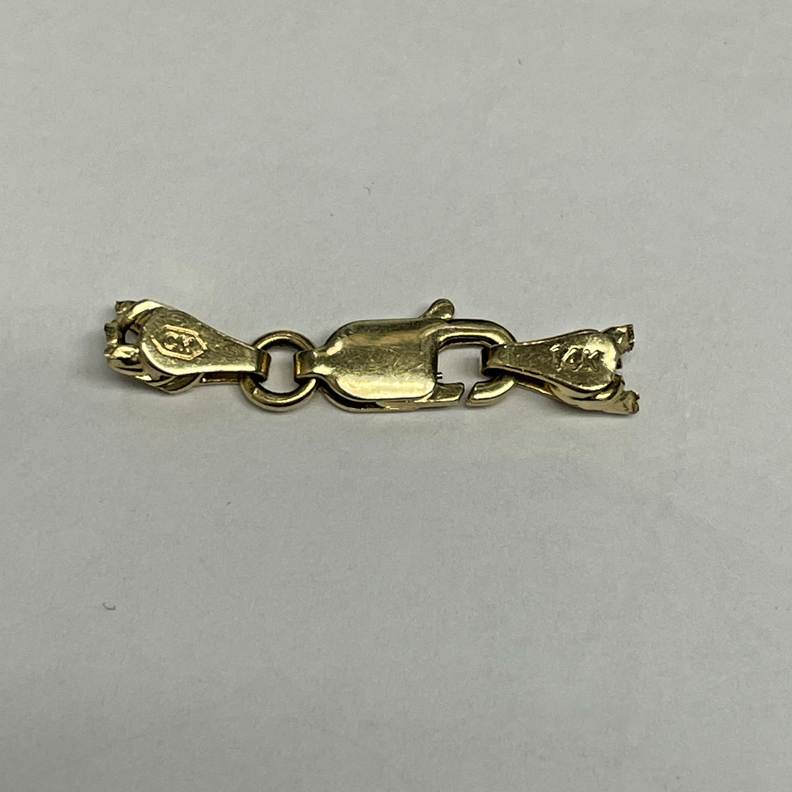 14k Yellow Gold Lobster Clasp & Jump Ring Flat Chain End 4x 10mm 0.8g