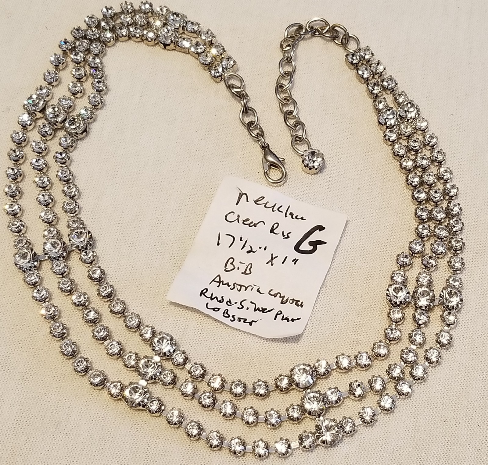 Austrian Crystal Rhinestone Jewelry Necklace Nice Quality Old Stock Never Used