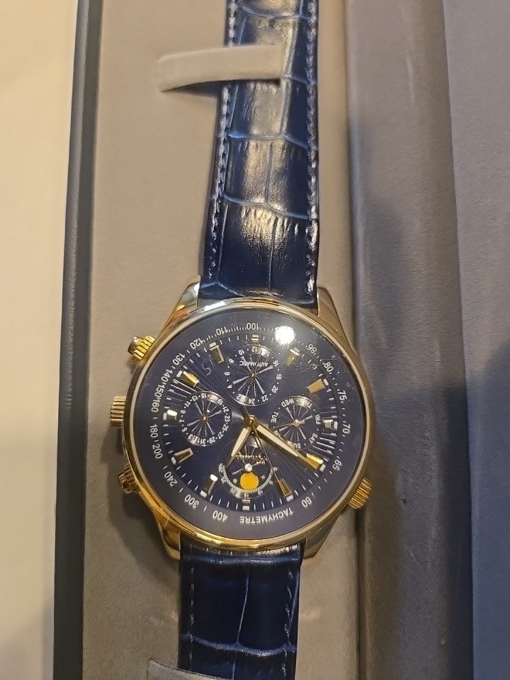 Rousseau 610004-1372 Mens Watch Blue Dial And Strap Automatic Movement Hs2115