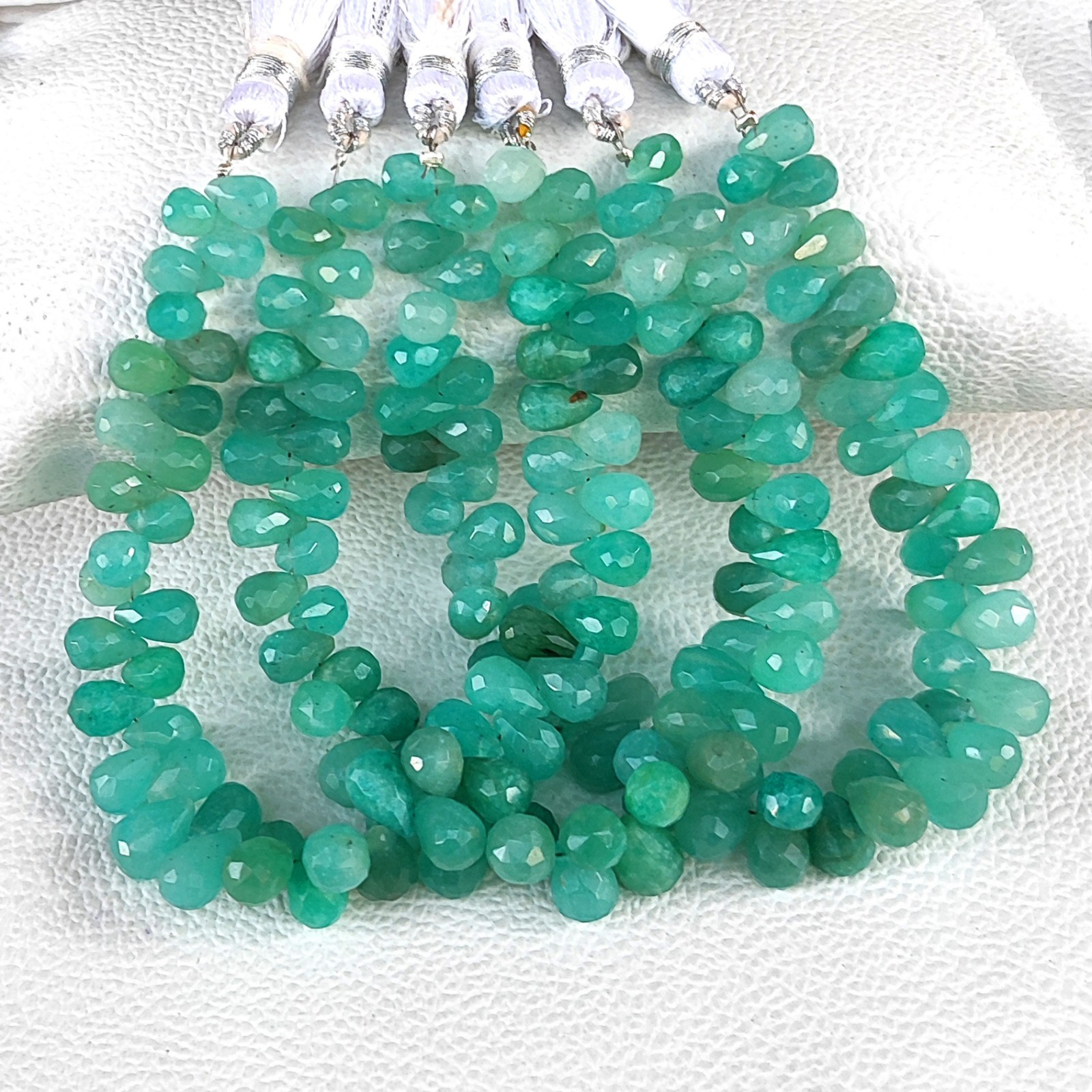 Natural Madagascar Amazonite Faceted Teardrop Gem Beads 7×5-8x6mm 7″ Strand