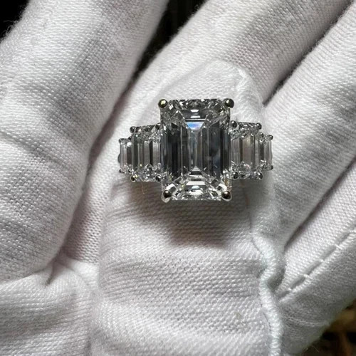 Timeless 4.50 Ct Emerald Cut Lab-Grown Diamond Engagement Ring in 14K White Gold