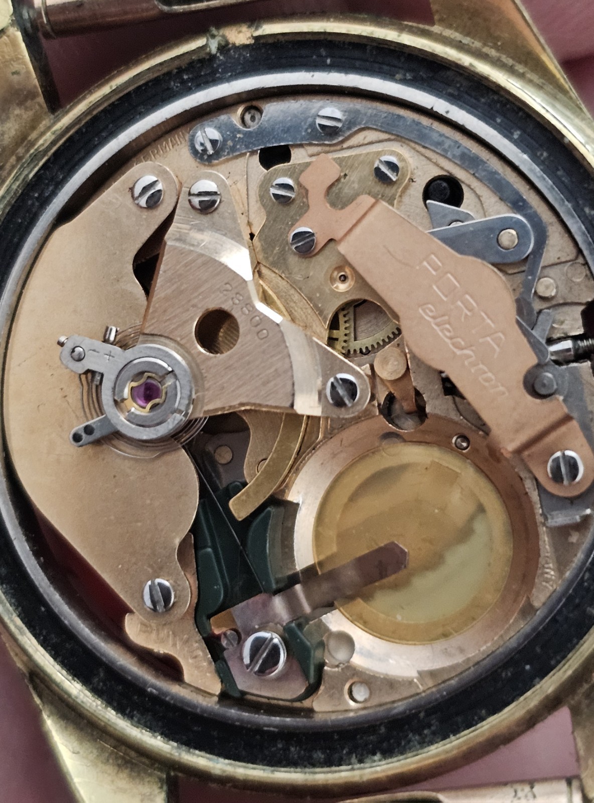 VINTAGE 1970 FEIVER ELECTRIC PUW 1001 PORTA WEST GERMANY PL OR 18CT WATCH