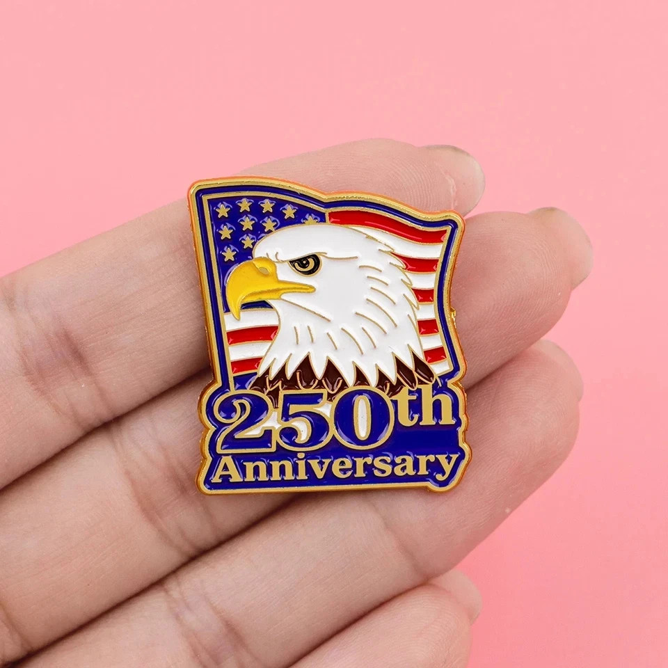 4PCS America 250th Birthday Enamel Pins USA 250 Years Anniversary Metal Brooch