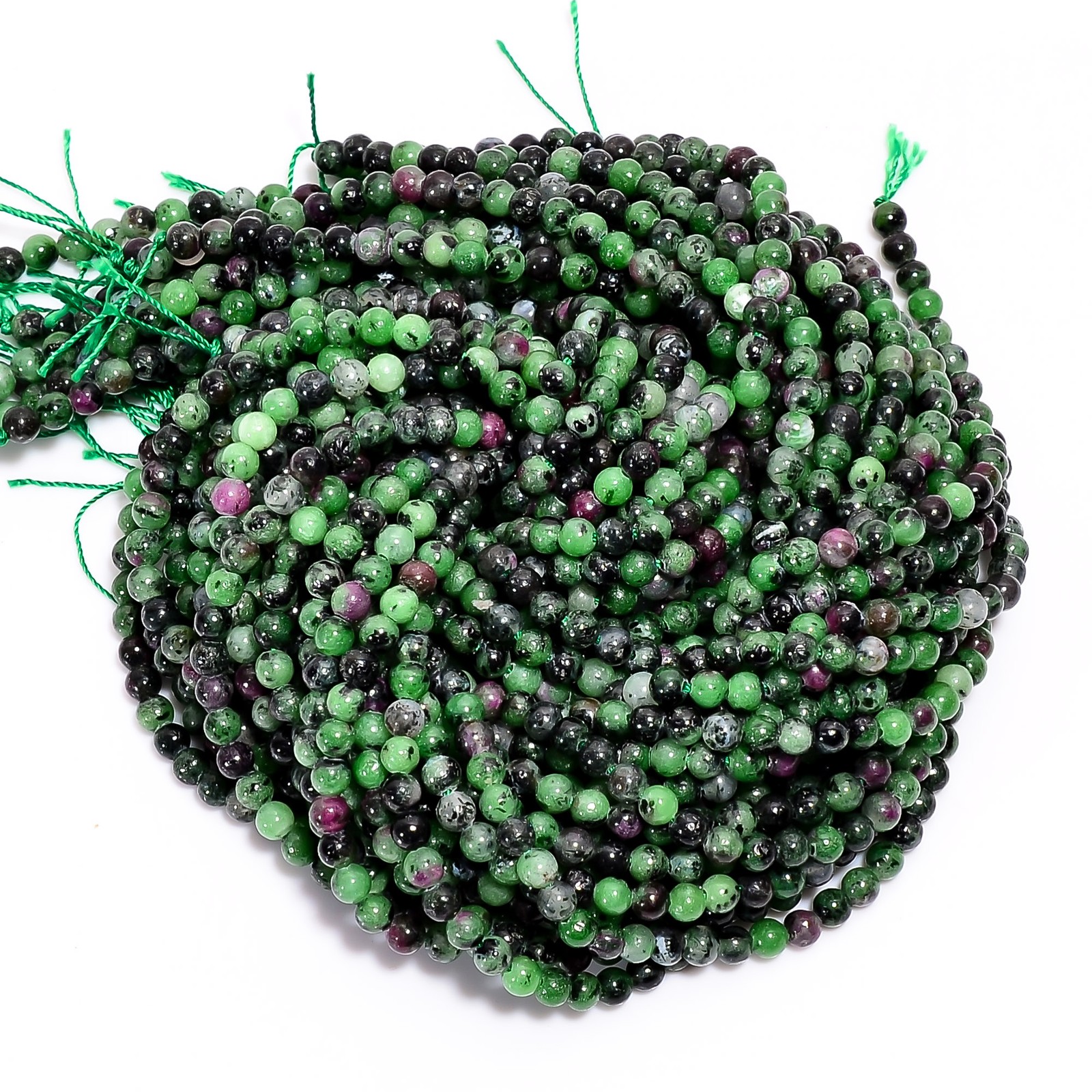 Natural Ruby Zoisite Gemstone Round Shape Smooth Beads 4X4.5 mm Strand 15″ UB627