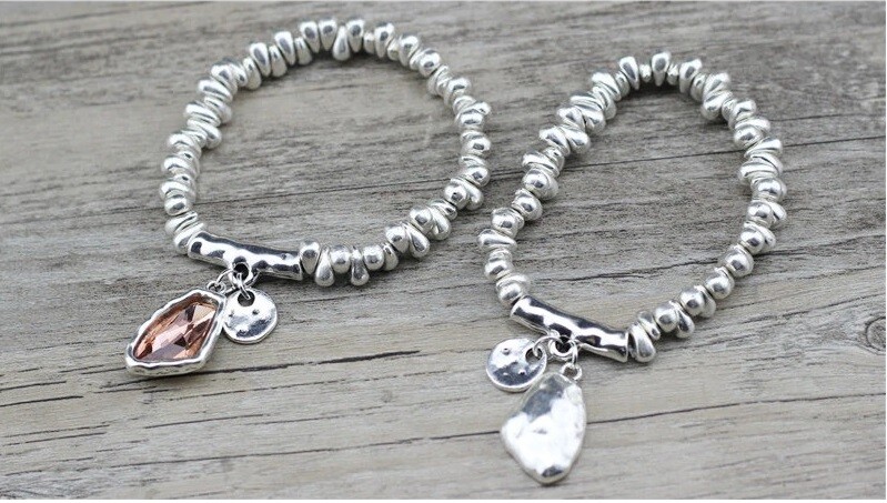 Handmade Uno STYLE De Único 50’s Stretch Bracelet ROSE (B55)