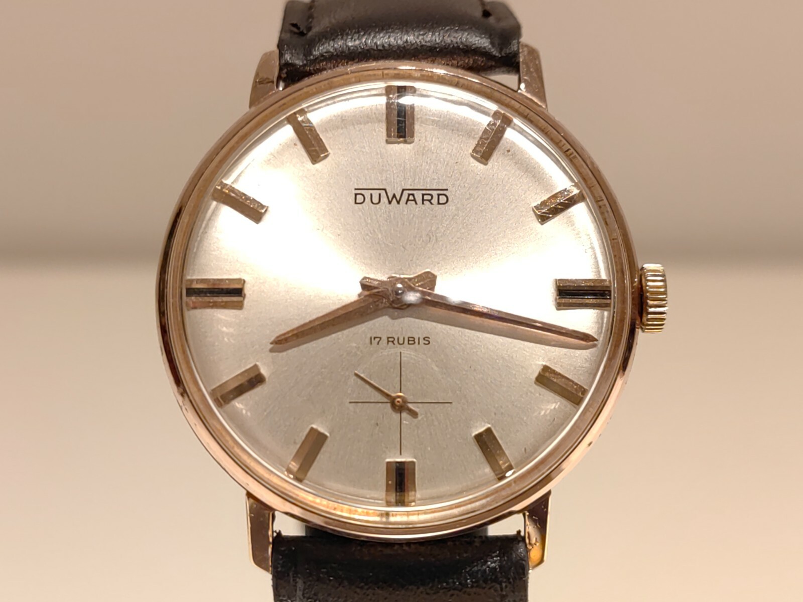 VINTAGE BEAUTIFUL CLASSIC 34mm GOLD PLATED MECHANICAL MEN’S SWISS WATCH”DUWARD”