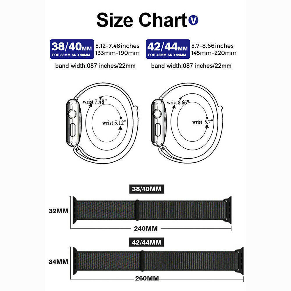 Woven Nylon Loop For Apple Watch Series 11-1 Ultra SE Sport Band Strap 38mm-49mm