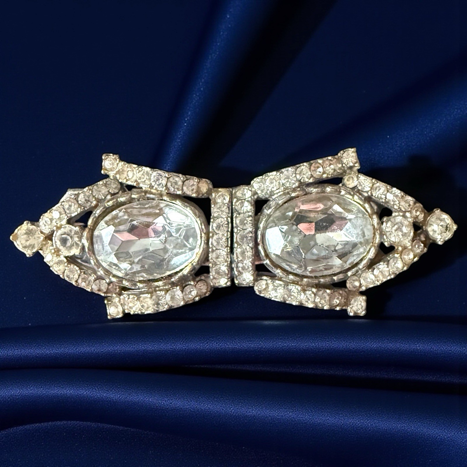 Duette Rhinestone Dress Clip Brooch Art Deco Vintage Convertible Pin