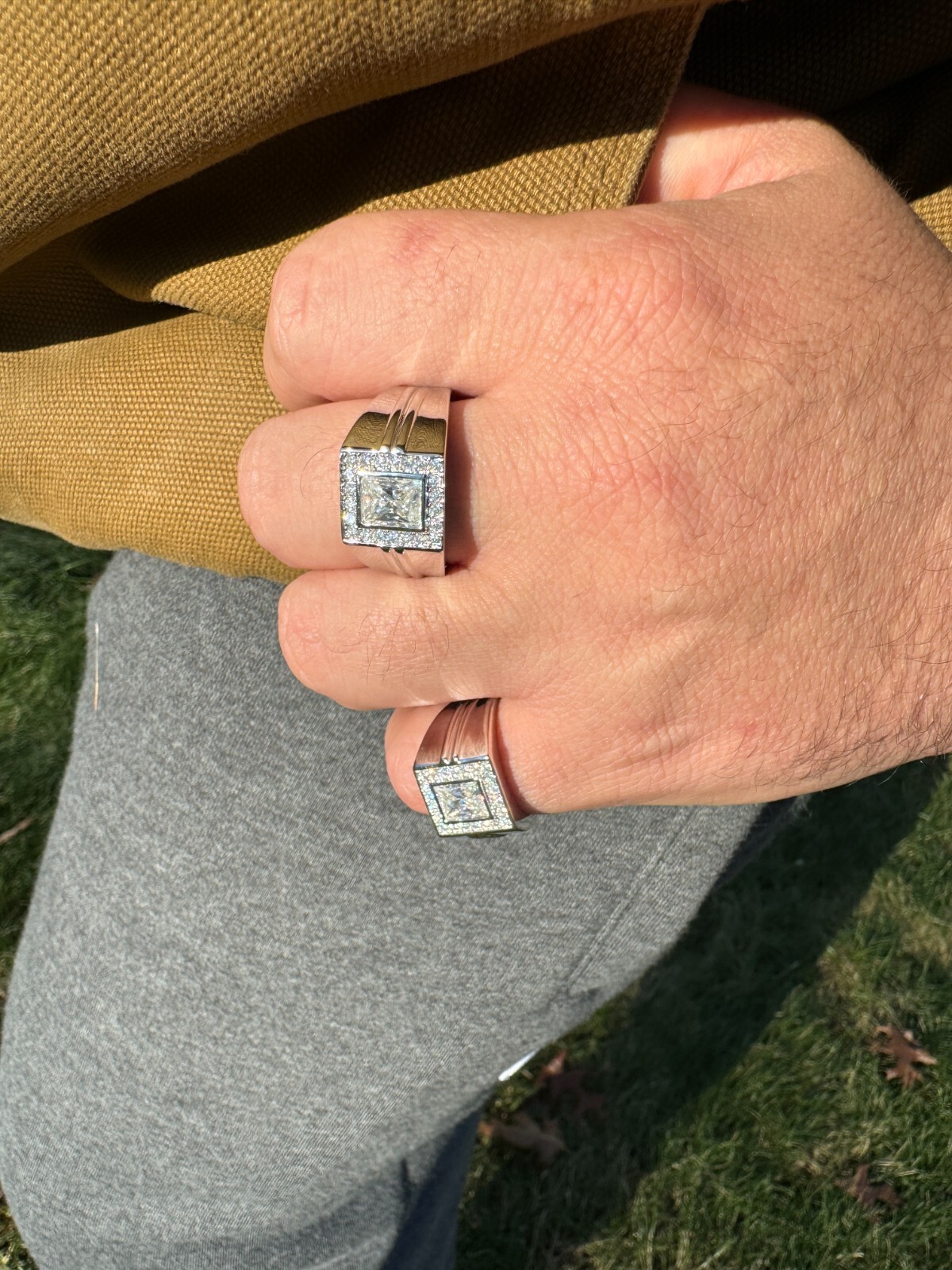 Big 2.6ct Baguette MOISSANITE Solitaire Mens Real Solid 925 Silver Ring Pinky