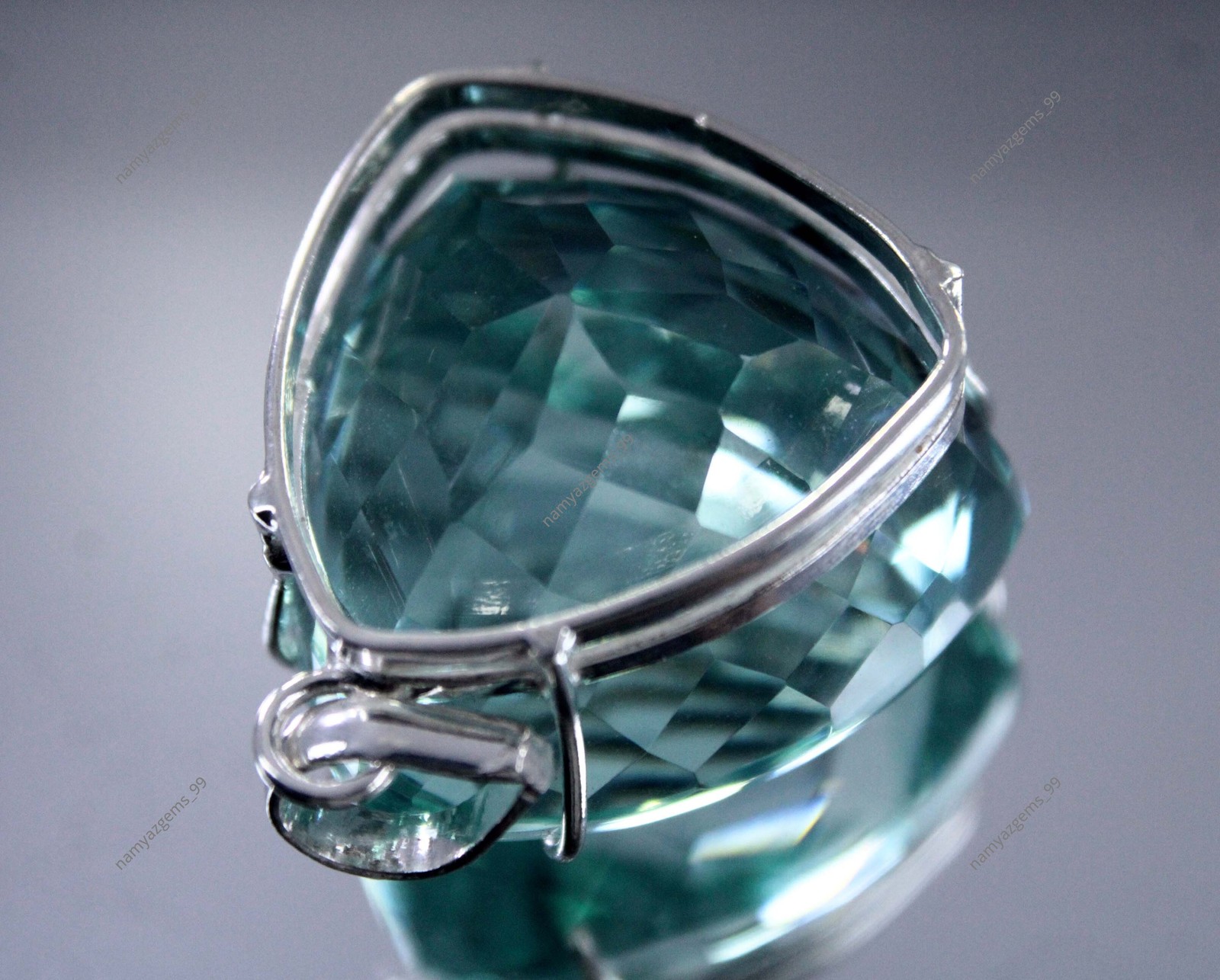 107.10 Ct Natural Aquamarine 925 Solid Silver Pendant Pear Cut Gemstone