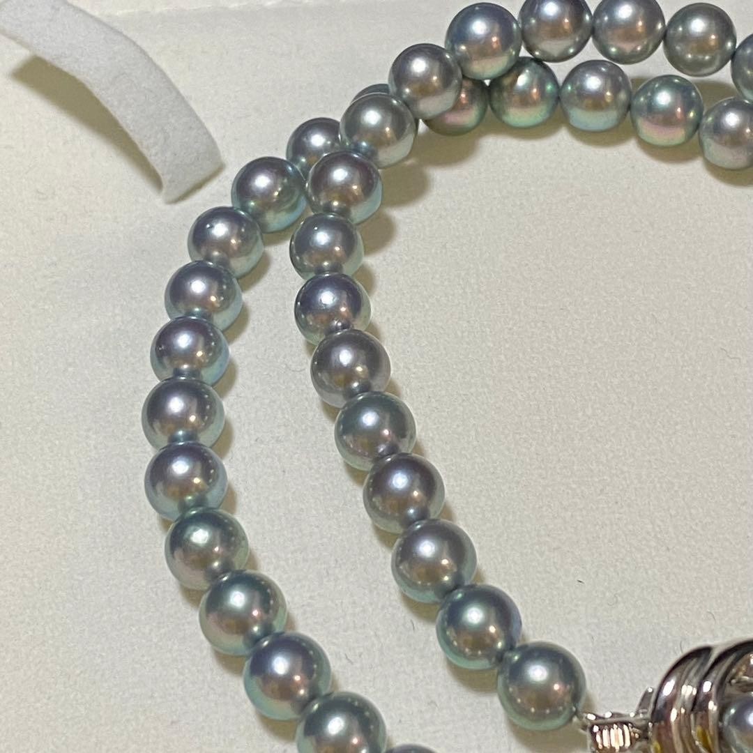 TASAKI Akoya Pearl Strand Necklace Blue Gray 6.6-7.0mm 43cm Silver 32g