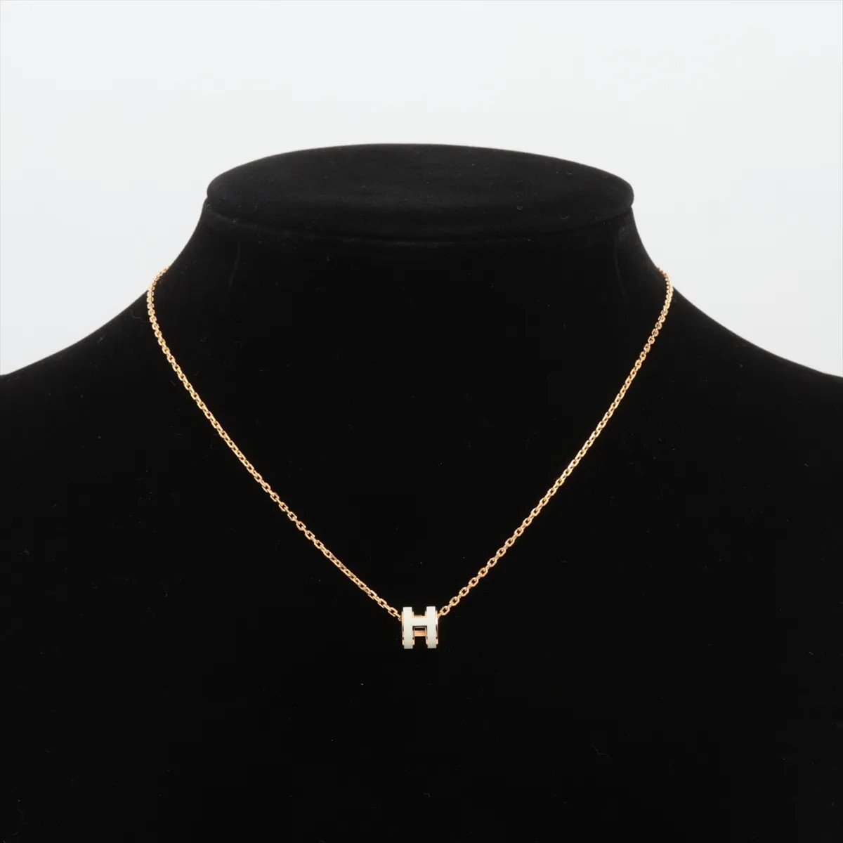 Hermès Mini-pop H ST1204 Necklace GP White x gold