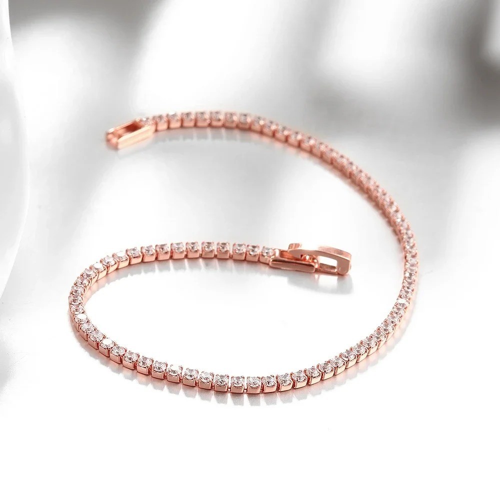 925 Sterling Silver Tennis Bracelet 2mm Zirconia 16–19cm Anniversary Gift