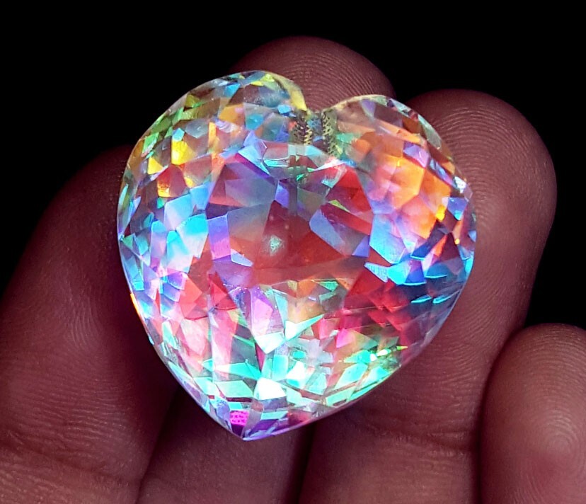 Mystic Quartz Loose Gemstone Heart Shape 53.45 Ct Certified With Free Gift