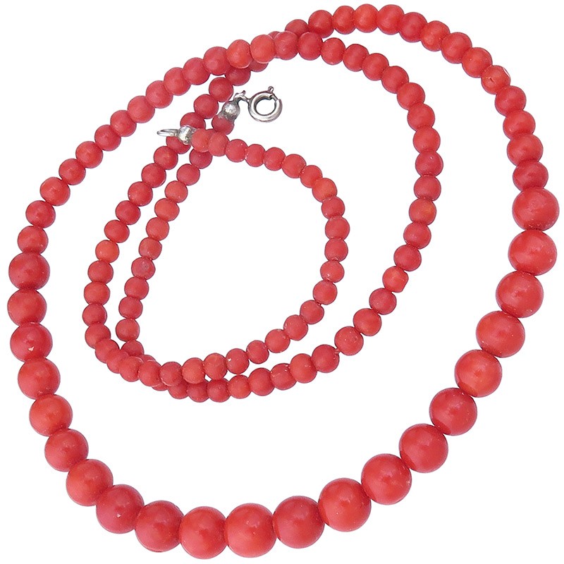 coral necklace gradient coral balls tomato red