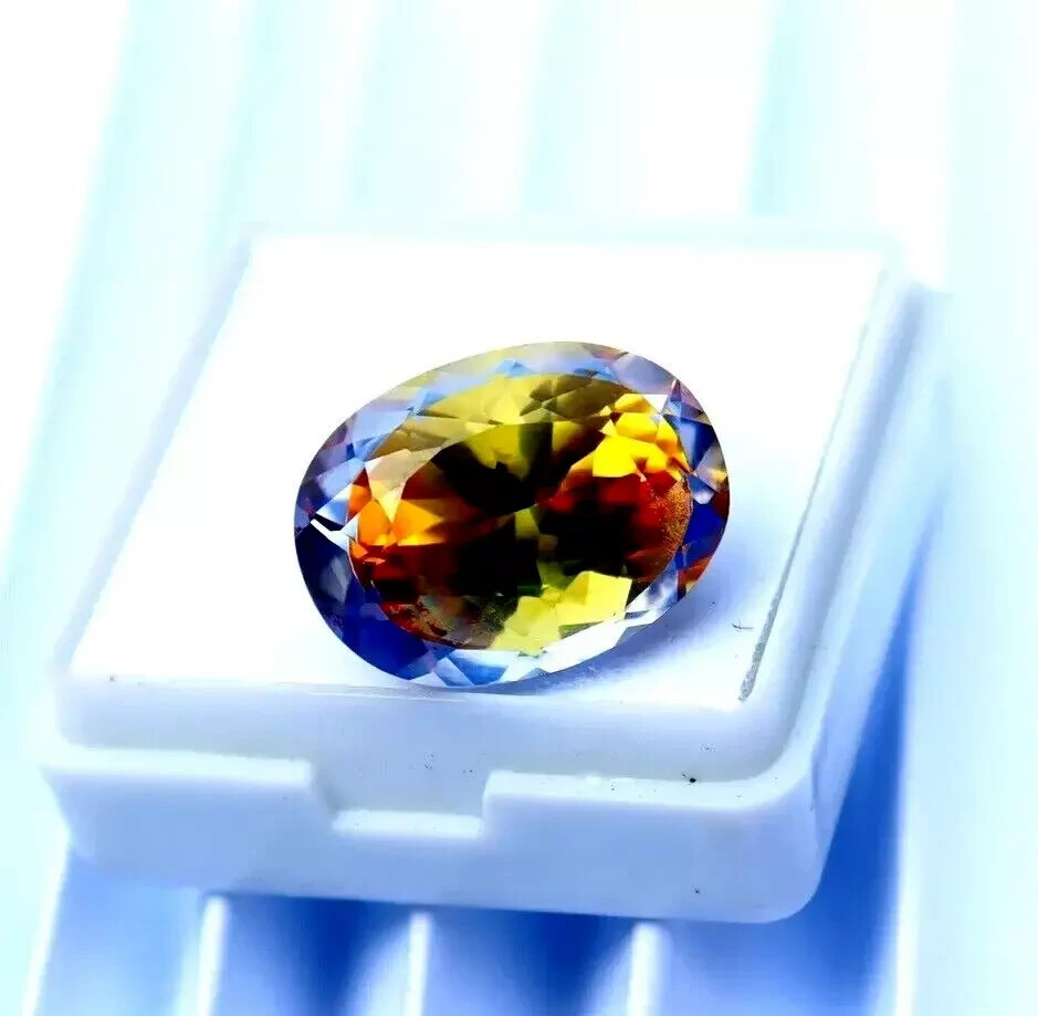 10.2 CT +Natural Bi-Color Pitambari Sapphire Oval Cut Certified Gemstone