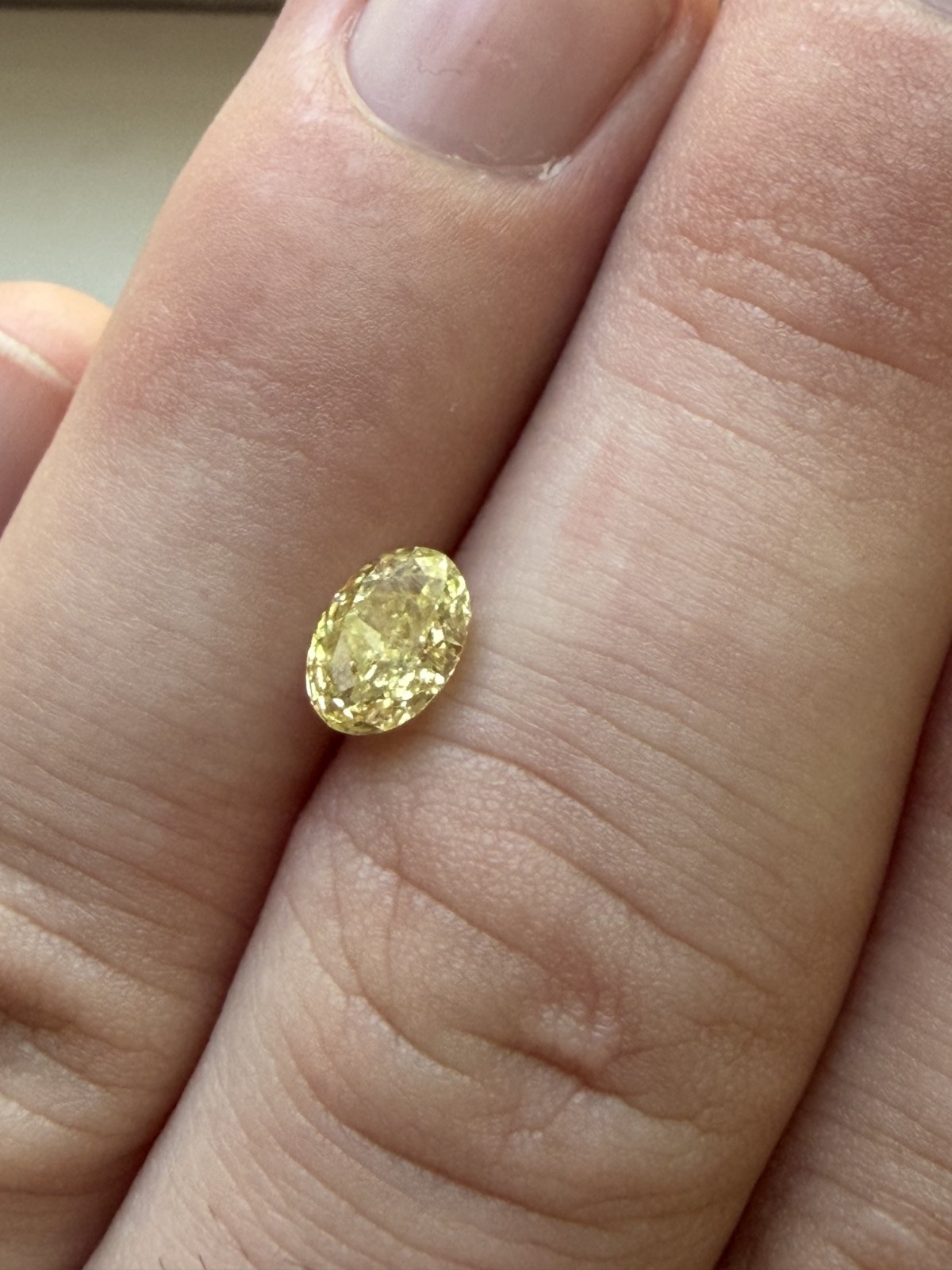 1.09 Fancy Vivid Yellow Oval Lab Grown Diamond, IGI certified