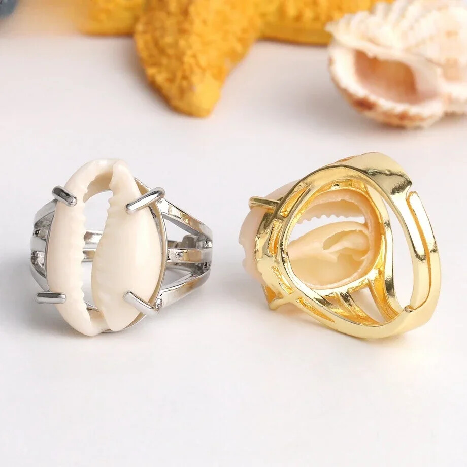 2Pcs Alloy Silver Plated Gemstone Ring Adjustable Opening Size for Women’s Ring