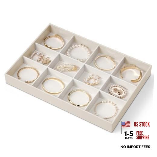 Stackable Jewelry Tray, Drawer Organizer fors | Wide Sections, Bracelet Beige