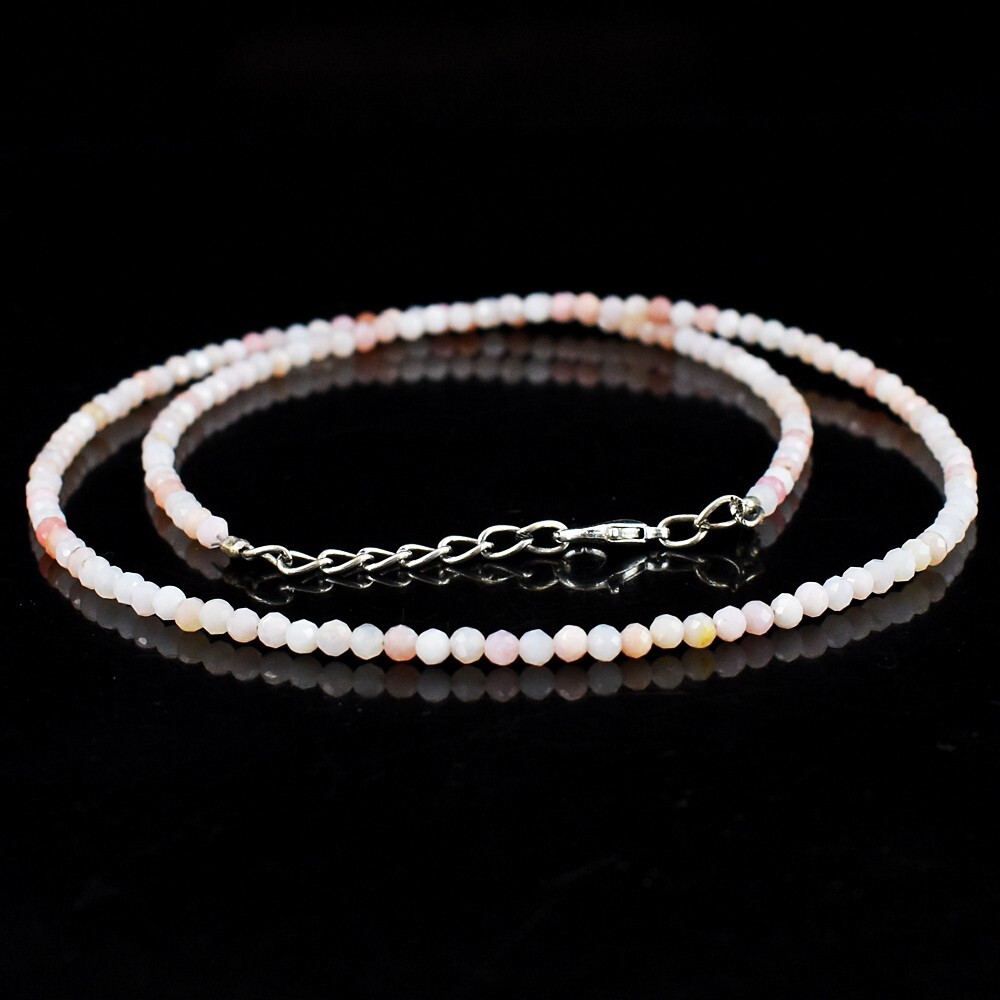 Pink Opal Amazing Sparking 34.00 Cts Beaded Beautiful Womens Necklace VK 37 E584
