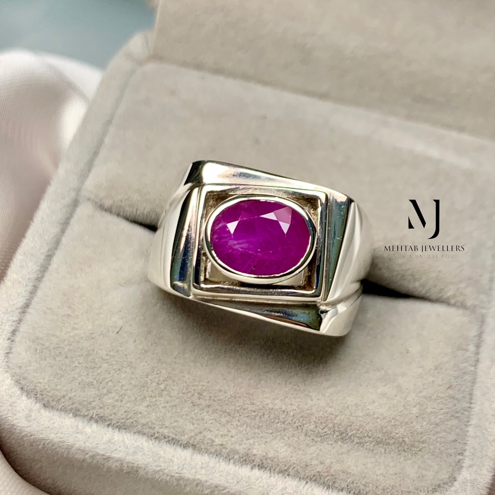 Natural Red Ruby Ring 925 Sterling Silver Men Statement Band Handmade Gift