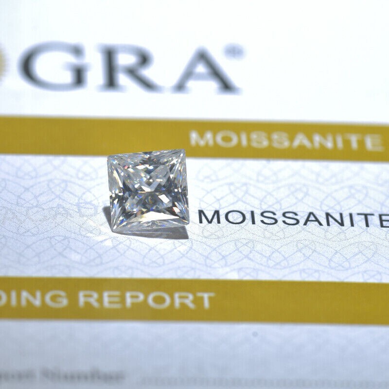 GRA Certified Loose Moissanite Princess Square Cut Stones D VVS1 All Sizes