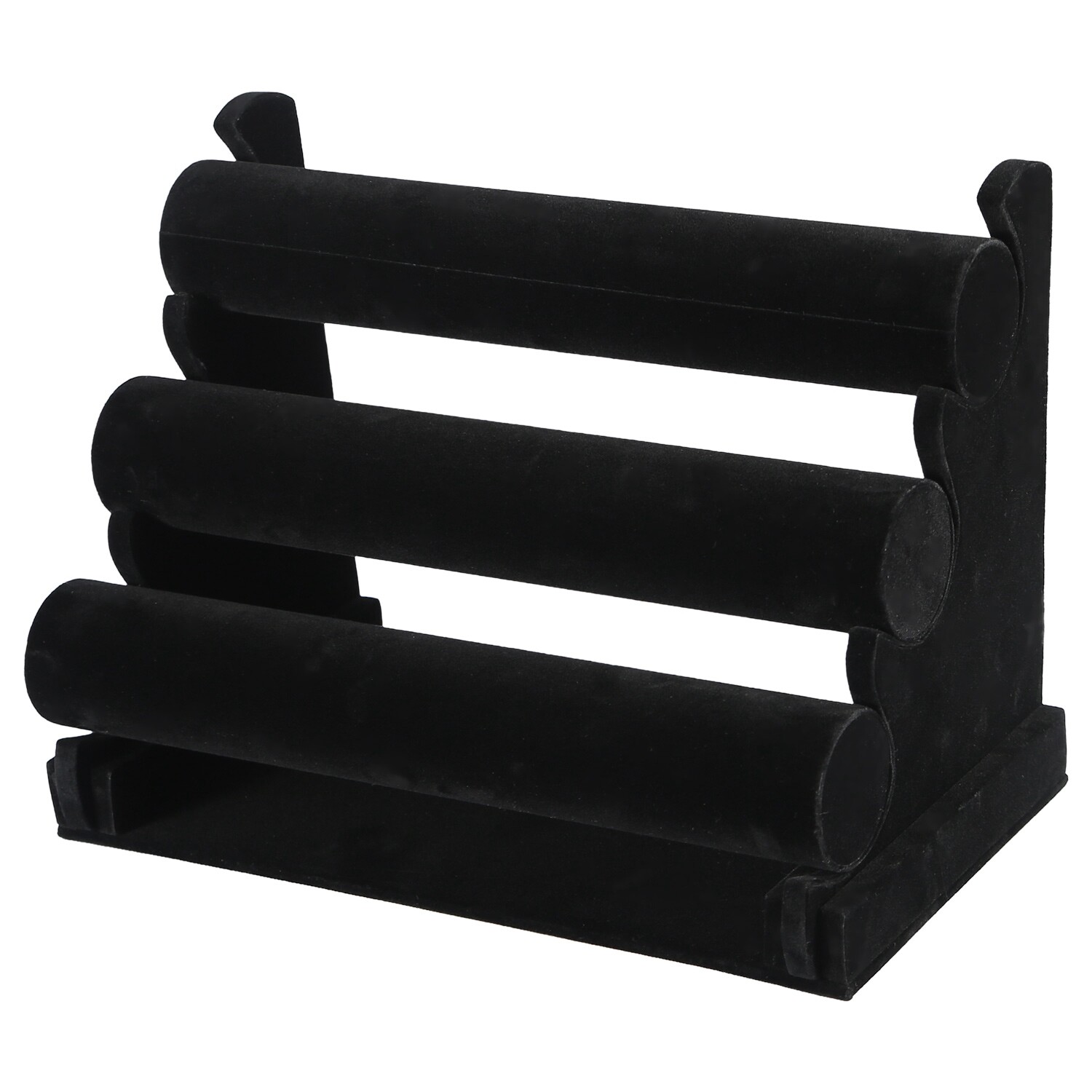 3-Bar Jewelry Watch Bracelet Chain Holder Display Stand Organizer Black Velvet