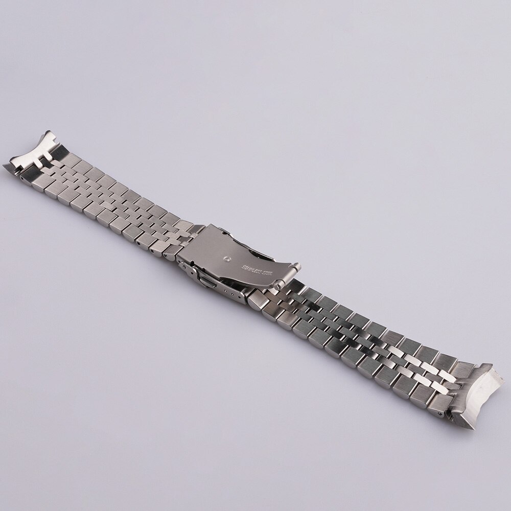22mm Solid Curved End Silver Jubilee Watch Band Strap Bracelets For Seiko SKX007